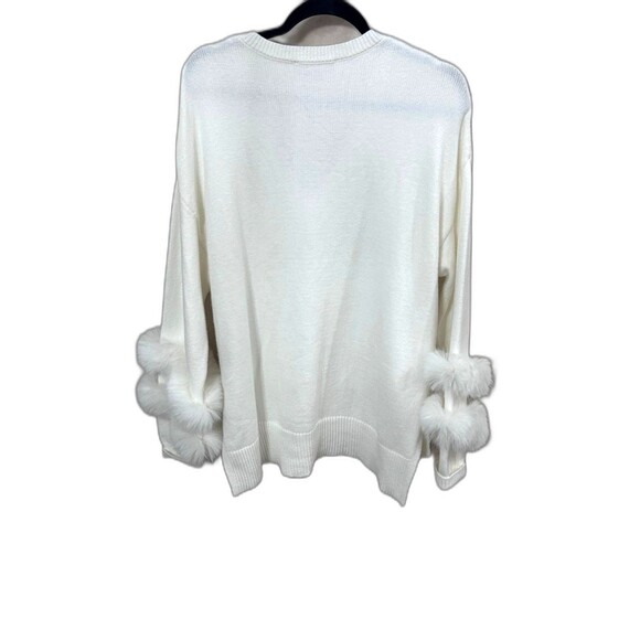 Philosophy by Republic Woman’s Size XL V-Neck White Sweater with Faux Fur Cuffs. - Picture 2 of 12
